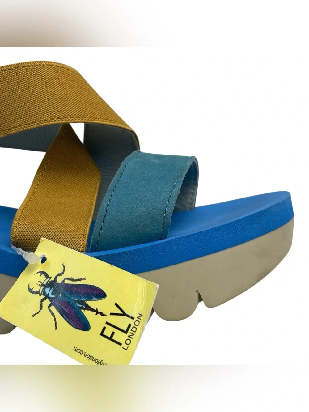 FLY London Sling-Back Sandals YABI922FLY LIPSTICK Red/Yellow/Blue 38 7.5-8 READ - Picture 7 of 15